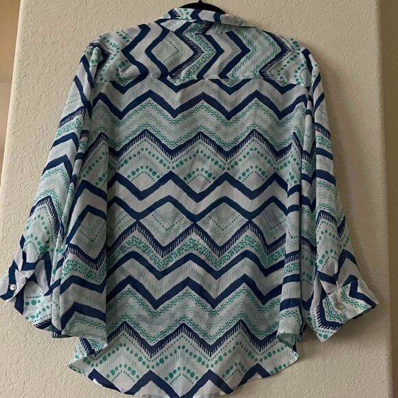 CHICO'S Women's Button-down Top  Chiffon Blouse, 3/4 Sleeve size 3 - Picture 2 of 10